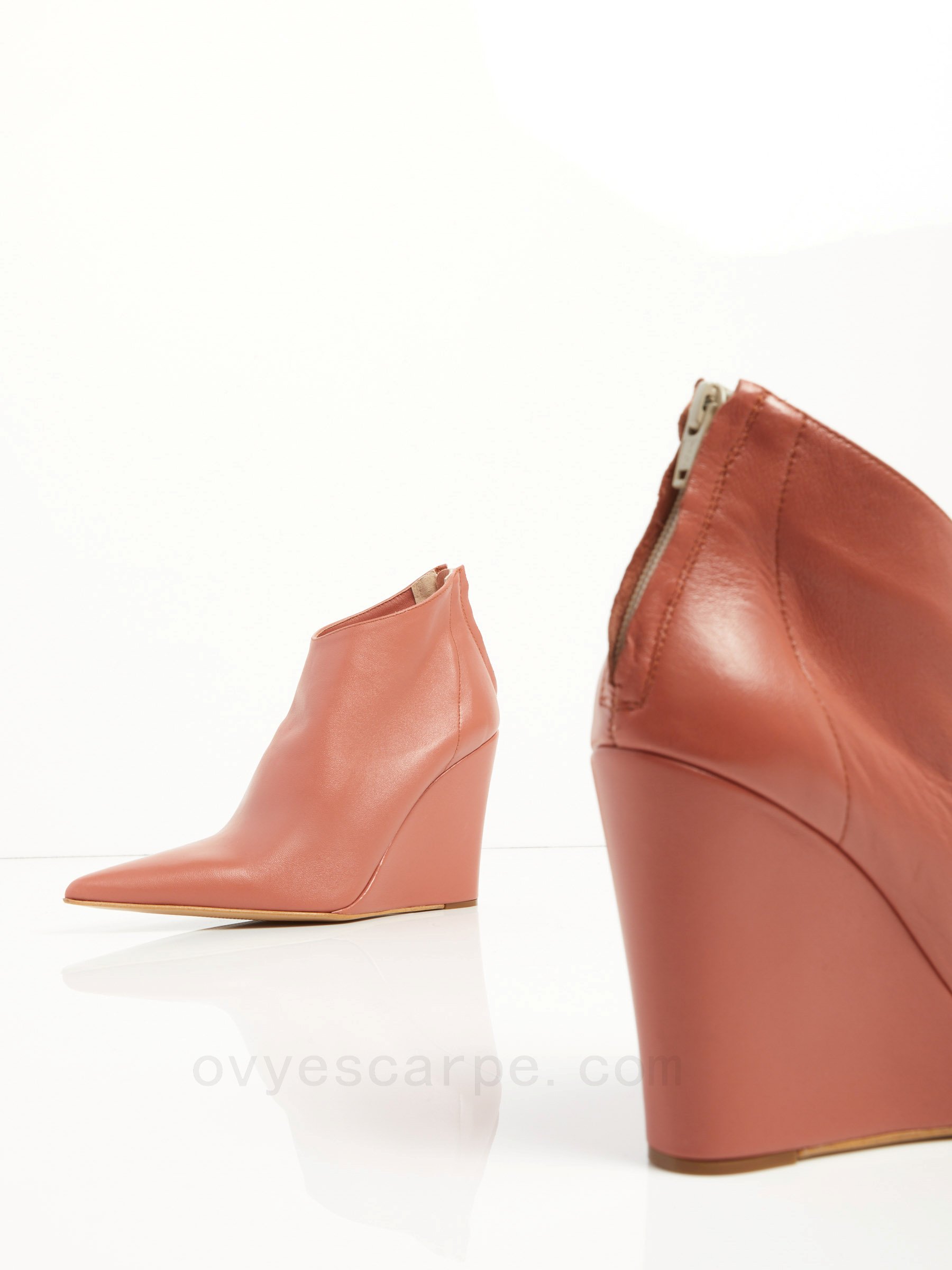 Wedge Leather Ankle Boots F08161027-0470 Fino Al -80%